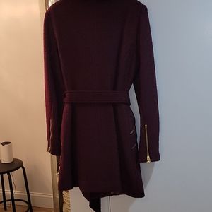 Guess brand long wool wine colored coat.